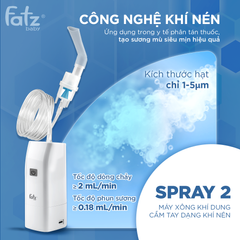 Máy xông khí dung cầm tay Fatzbaby Spray 2 A500LWD01 - Khí nén tiện lợi cho gia đình, sương mịn, đầy đủ phụ kiện cho người lớn và trẻ em