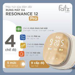 Máy Hút Sữa Điện Đôi Rung Massage Fatzbaby Resonance 12 Pro FB1132VN - 4 Chế Độ, 9 Cấp Độ Hút, Pin 4400mAh, Tiện Lợi Cho Mẹ