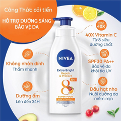 Sữa Dưỡng Thể Chống Nắng Nivea Repair & Protect 8 Super Food SPF30 - Dưỡng ẩm, Bảo vệ Da, Hỗ trợ Da Sáng Mịn, 350ml