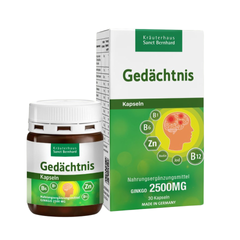 Viên uống hỗ trợ não bộ Sanct Bernhard Gedachtnis Kapseln 60 viên - Bạch quả & Vitamin tăng cường trí nhớ và tuần hoàn máu