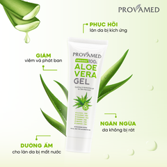 Gel bôi lô hội làm dịu da Provamed Aloe Vera - Chiết xuất tự nhiên, phục hồi da cháy nắng, da nhạy cảm, kết cấu gel mát lạnh, nhanh thẩm thấu.