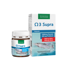 Viên uống dầu cá Omega 3 Supra 1000mg Sanct Bernhard - Bổ sung EPA, DHA, Hỗ trợ Tim Mạch và Não Bộ - Lọ 30 viên dễ hấp thu