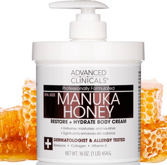 Kem Dưỡng Thể Trắng Da Advanced Clinicals Manuka Honey Body Cream - Nuôi Dưỡng Da Khô, Phục Hồi Da Sần Sùi, 454g