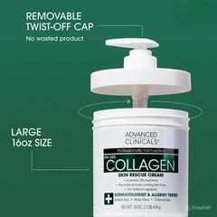 Kem Dưỡng Body Advanced Clinicals Collagen Skin Rescue Cream - Dưỡng Ẩm Sâu, Cải Thiện Độ Đàn Hồi Da, 454g