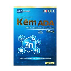 Viên Kẽm ADA 150mg - Bổ Sung Kẽm Gluconate Nhập Khẩu Pháp, Hỗ Trợ Tăng Cường Sức Đề Kháng, Hộp 60 Viên