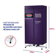 Tủ Sấy Quần Áo Sunhouse SHD2707 Chính Hãng - Tiết Kiệm Thời Gian Sấy Khô Nhanh Chóng Với Công Suất 1400W, Dung Tích Lớn 15kg