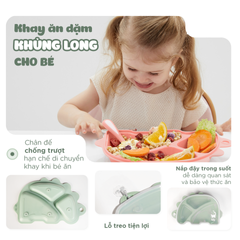 Khay Ăn Dặm Hình Khủng Long Fatzbaby FB8301SS - Chất Liệu PP An Toàn, 3 Ngăn Đựng Thực Phẩm, Thiết Kế Dễ Thương Cho Bé Yêu