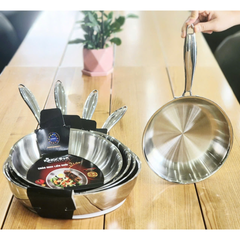 (Hàng nhập khẩu) Chảo inox 304 liền khối đáy từ KINGCOOK KPA1680