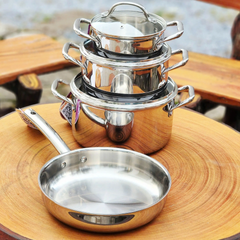 (Hàng nhập khẩu) Bộ nồi chảo inox 4 món Aulux PS3-04 đáy từ