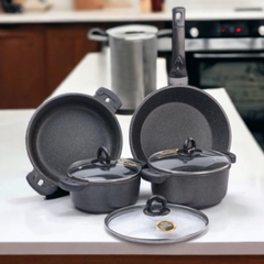 (Hàng nhập khẩu) Bộ nồi chảo 4 món đá đúc đáy từ Bennix Terra BN-01HOME