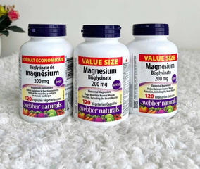 Viên uống bổ sung magie Webber Naturals Magnesium Bisglycinate 200mg - Hỗ trợ sức khỏe, hấp thu nhanh, 120 viên
