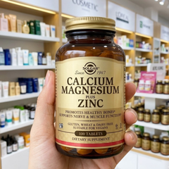 Viên uống bổ sung khoáng chất Solgar Calcium Magnesium Plus Zinc - Hỗ trợ xương, răng chắc khỏe, 100 viên nhập khẩu Mỹ