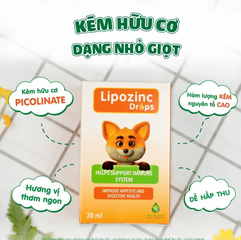 [Hàng nhập khẩu] Kẽm Hữu Cơ Cho Bé Lipozinc Drops 30ml - Hỗ Trợ Tiêu Hóa, Tăng Cường Đề Kháng, Dễ Dùng Cho Trẻ Em