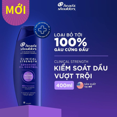 Dầu gội Head & Shoulders Clinical Strength 400ml - Giải pháp trị gàu hiệu quả, làm sạch sâu để tóc khỏe mạnh, mượt mà.