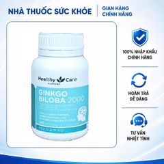[Nhập khẩu] Viên uống Ginkgo Biloba Healthy Care 2000mg Úc - Hỗ trợ tuần hoàn não, cải thiện trí nhớ và khả năng tập trung, bảo vệ sức khỏe toàn diện
