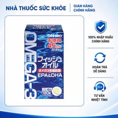 [Hàng nhập khẩu] Dầu Cá Omega 3 Orihiro Nhật Bản 180 Viên - Hỗ Trợ Tim Mạch, Trí Não và Thị Lực, Hàm Lượng Omega 3 Cao 300mg Trong 1 Liều Dùng