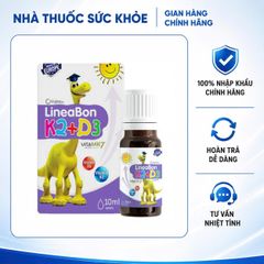 [Hàng nhập khẩu] Vitamin D3 + K2 LineaBon 10ml - Hỗ trợ hấp thu canxi, phát triển chiều cao cho trẻ sơ sinh và trẻ nhỏ, sản phẩm chính hãng từ Châu Âu
