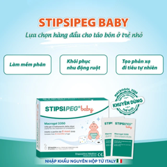 Bột hỗ trợ nhuận tràng Stipsipeg Baby Macrogol 3350 cho trẻ từ 6 tháng - Làm mềm phân, hỗ trợ tiêu hóa tự nhiên hiệu quả và an toàn.