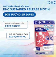 Viên uống biotin DHC 500mcg hỗ trợ mọc tóc, ngừa rụng tóc, làm đẹp da - Sản phẩm bổ sung sức khỏe tóc và da 30 ngày