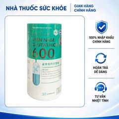 Viên uống Glutathione 600 Dr Lacir - Hỗ trợ trắng da, mờ nám, giảm sạm màu, duy trì sắc tố tự nhiên - 30 viên hỗ trợ hiệu quả làm đẹp da