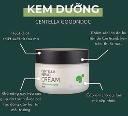 Kem Dưỡng Ẩm Phục Hồi GoodnDoc Centella Repair Cream 50ml - Dưỡng Da Khỏe Mạnh, Cấp Ẩm, Phục Hồi Da Hư Tổn Cho Mọi Loại Da