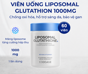 [Nhập khẩu] Viên Uống Codeage Liposomal Glutathione 1000mg - Hỗ Trợ Trắng Da, Ngăn Ngừa Oxy Hóa, Cải Thiện Tình Trạng Nám Da, Quy Cách 60 Viên