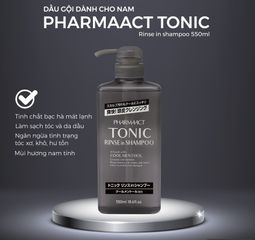 Dầu Gội Tonic Pharmaact 550ml Dành Cho Nam - Ngăn Ngừa Gàu, Cung Cấp Độ Ẩm, Hương Thơm Nam Tính, Tóc Khỏe Đẹp Tự Nhiên