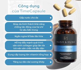 Viên uống trẻ hóa da Hush & Hush Time Capsule - Vitamin làm đẹp sáng da, giảm nếp nhăn, chống lão hóa tự nhiên từ Mỹ, 60 viên