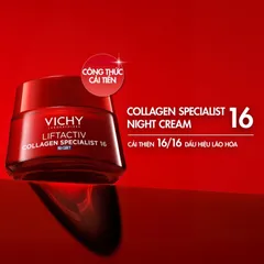 (Hàng nhập khẩu) Kem Dưỡng Đêm Vichy Liftactiv Collagen Specialist Night 50ml - Hỗ Trợ Sáng Da, Mờ Thâm Nám, Trẻ Hóa Da