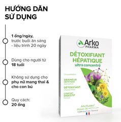 Nước Uống Thải Độc Gan Arkopharma Détoxifiant Hépatique Pháp - Hỗ Trợ Cải Thiện Chức Năng Gan, Dạng Ống Tiện Lợi 20 Ống