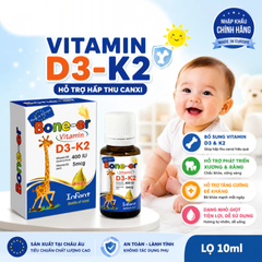 (Hàng nhập khẩu) Vitamin D3 K2 Cho Bé Everyday Health Bone-er 10ML - Hỗ Trợ Xương Răng, Tăng Hấp Thu Canxi, Giúp Bé Cao Khỏe