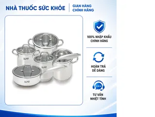 (Hàng nhập khẩu) Bộ Nồi Chảo Inox đáy 5 Lớp GMPPS-2201 Gume Korea Hàn Quốc