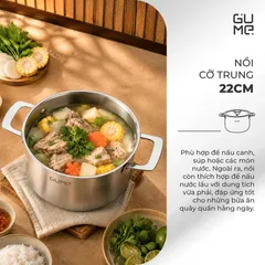 (Hàng nhập khẩu) Bộ Nồi Lẩu Đa Năng Inox 18/10 Liền Khối Gume GM - N3326