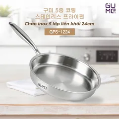 (Hàng nhập khẩu) Chảo Inox 18/10 Nguyên Khối Gume GPS-1224 Size 24cm Chống Dính Tự Thân