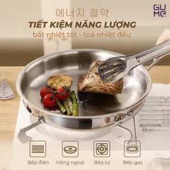 (Hàng nhập khẩu) Chảo Inox 18/10 Nguyên Khối Gume GPS-1224 Size 24cm Chống Dính Tự Thân