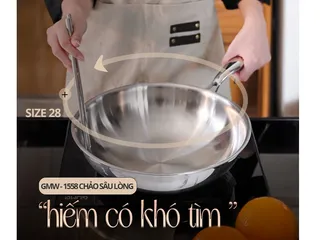 (Hàng nhập khẩu) Chảo sâu lòng inox 5 lớp liền khối 28cm Gume GMW-1558