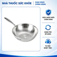 (Hàng nhập khẩu) Chảo sâu lòng inox 5 lớp liền khối 28cm Gume GMW-1558