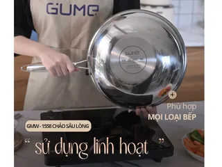 (Hàng nhập khẩu) Chảo sâu lòng inox 5 lớp liền khối 28cm Gume GMW-1558