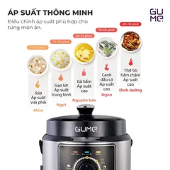 (Hàng nhập khẩu) Nồi Áp Suất Điện GUME GM-PC2838 6L Đa Năng 1000W Nấu Nhanh Tiết Kiệm Thời Gian