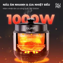 (Hàng nhập khẩu) Nồi Áp Suất Điện GUME GM-PC2838 6L Đa Năng 1000W Nấu Nhanh Tiết Kiệm Thời Gian