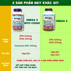 (Hàng nhập khẩu) Viên Uống Webber Naturals Triple Strength Omega 3 900mg + CoQ10 Hỗ Trợ Tim Mạch & Não Bộ, Hộp 80 Viên