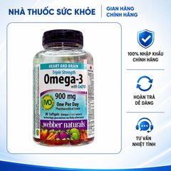 (Hàng nhập khẩu) Viên Uống Webber Naturals Triple Strength Omega 3 900mg + CoQ10 Hỗ Trợ Tim Mạch & Não Bộ, Hộp 80 Viên