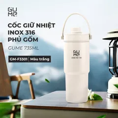 (Hàng nhập khẩu) Cốc giữ nhiệt inox 316 phủ gốm Gume GM-F3301 màu trắng 735ml