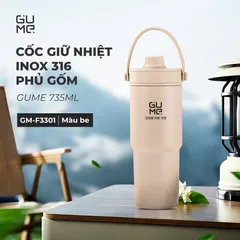 (Hàng nhập khẩu) Cốc giữ nhiệt inox 316 phủ gốm Gume GM-F3301 màu be 735ml