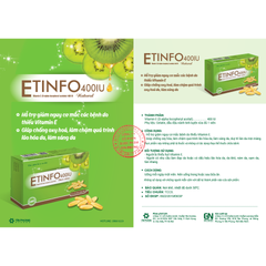 (Hàng chính hãng) Viên Uống Vitamin E Thiên Nhiên Etinfo 400IU Hộp 30 Viên- Hỗ Trợ Chống Oxy Hóa, Dưỡng Da Sáng Mịn Màng