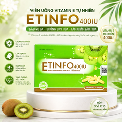 (Hàng chính hãng) Viên Uống Vitamin E Thiên Nhiên Etinfo 400IU Hộp 30 Viên- Hỗ Trợ Chống Oxy Hóa, Dưỡng Da Sáng Mịn Màng