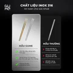 (Hàng nhập khẩu) Bộ 10 Đôi Đũa Inox 316 GUME GM-D1882 Chống Trơn Trượt - Màu Bạc