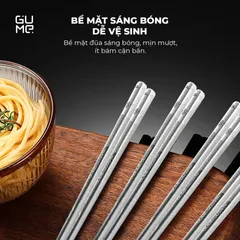 (Hàng nhập khẩu) Bộ 10 Đôi Đũa Inox 316 GUME GM-D1882 Chống Trơn Trượt - Màu Bạc