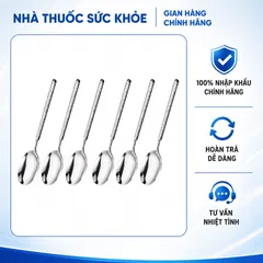 (Hàng nhập khẩu) Bộ 6 Thìa Inox 316 GUME GM-D1301 Cán Dài 21cm Cao Cấp - Màu Bạc