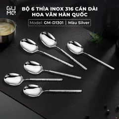 (Hàng nhập khẩu) Bộ 6 Thìa Inox 316 GUME GM-D1301 Cán Dài 21cm Cao Cấp - Màu Bạc